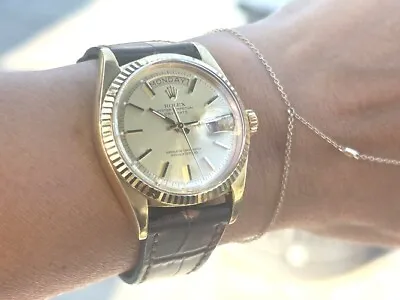 Rolex 18K Yellow Gold Day-Date 36 MM W/ Brown Strap  Watch 1803 • $8900