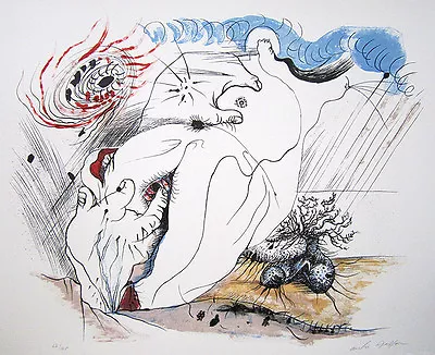 ANDRE MASSON Signed 1970 Original Color Lithograph From  Terre Erotique  • $399