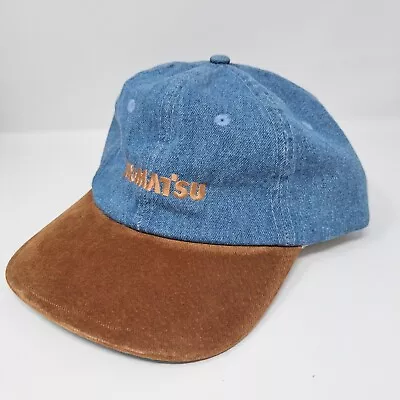 KC Komatsu Cap Strapback Blue Denim Jean Hat Brown Bill Made In Bangladesh • $17.99