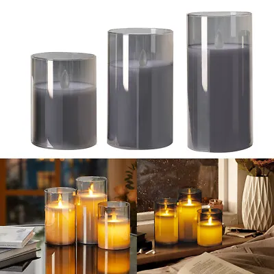 £15.94 • Buy 3 LED Candles Set With Remote Control Flameless Flickering Fake Wick Glass Wax