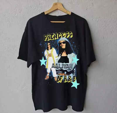 Aaliyah Princess Stars Graphic Black Unisex T-Shirt Full Size - Free Shipping • $17.99