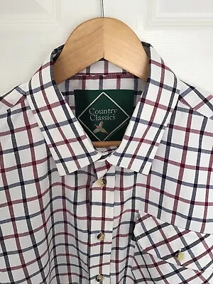 Country Classics Ascot Tattersall Check Shirt Country Farming Hunting L Beige  • £19.95