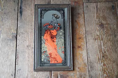 Vintage Alphonse Mucha Lady Picture Mirror Summer • £50