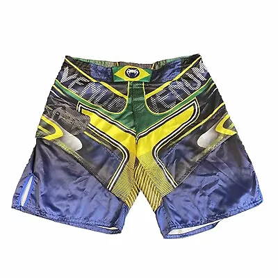 Venum Fighting Venom MMA Shorts Blue Size XL 34 Brazil Flag Hook And Loop • $19.99