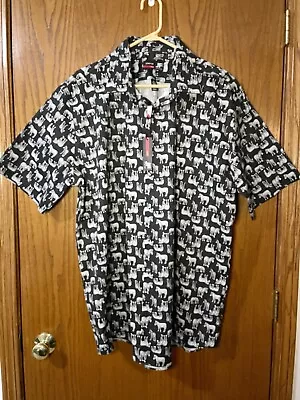 J. Ferrar Men's Short Sleeve Slim Fit  Zebra Print Button Up Shirt Sz XXL  NEW • $16.99