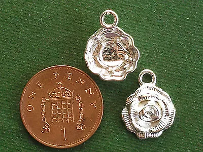 10 Rose Charms - Bright Silver - Tudor Style Garden England English • £3