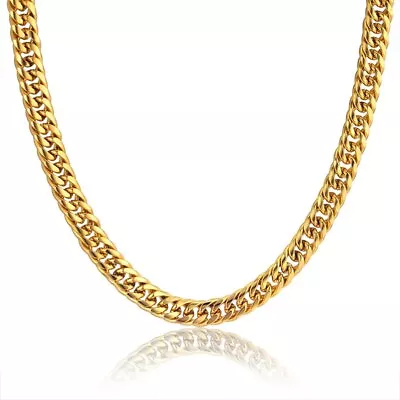 Stainless Steel Chain Necklace For Women 9MM Handmade Wedding Gift Jewelry • $62.39