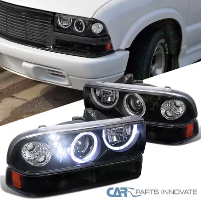 Fits Black 1998-2004 Chevy S10 Blazer LED Halo Projector Headlights+Bumper Lamps • $119.95