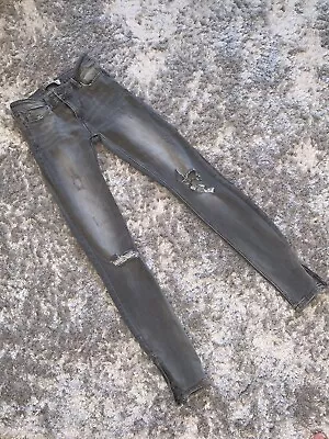 £17.99 • Buy Good Condition - River Island Grey Skinny Biker Jeans - Uk 6 