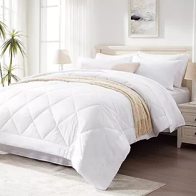 Twin Comforter Set White 5 Pieces Twin Bed In A Bag All Season Twin Bedding S... • $57.68