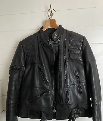 Vintage 80’s Hein Gericke Harley Davidson AMF Black Leather Jacket 38 Regular • $79