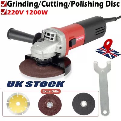 1200W Electric Angle Grinder 125mm/5  Heavy Duty Cutting Grinding Tool & 3 Discs • £33.90