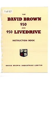 £6.99 • Buy David Brown 950 And 950 Implematic Instruction Manual - Digital PDF Copy