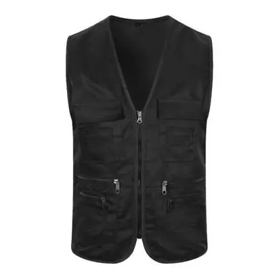 Mens Multi Pockets Workwear Vest Waistcoat Fishing Gillet Fisherman Utility Tops • £9.99