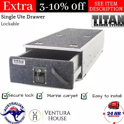 $449.21 • Buy Titan Single Ute Drawer 1300mm Lockable Organizer DIY Steel Frame Car Tray NEW