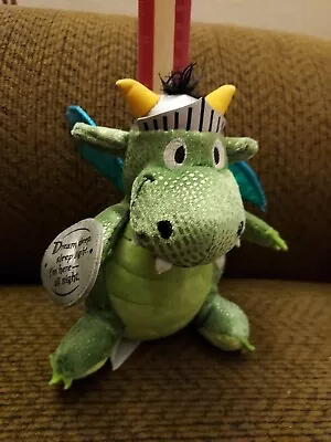 6” Green Dragon Plush In Armor Hat “Dream Deep Sleep Tight” Stuffed Animal G3 • $14.95