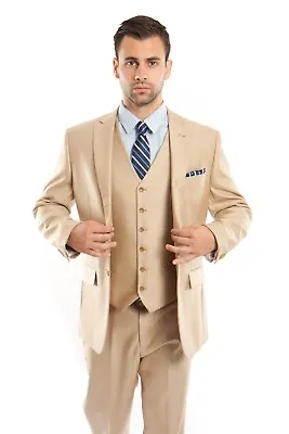 Men's Tailored Fit Suit Two Button Textured Three Piece Jacket Business Suits  • $109.95