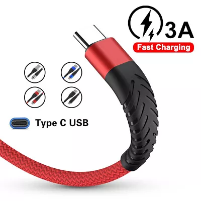 $8.17 • Buy Braided USB C Charger Cable For Samsung S23 S22 S21 S20 S10 Fast Charging Cord