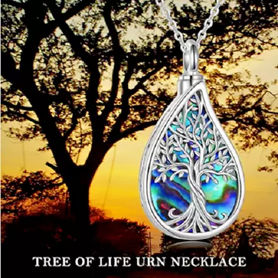 CREMATION URN TEAR DROP ASHES TREE LIFE Pendant 24  925 Sterling Silver Necklace • $13.99