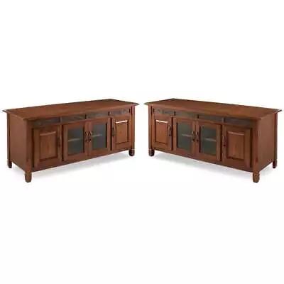 Home Square 60  Oak TV Stand In Rustic Autumn Finish - Set Of 2 • $1064.72