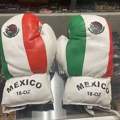 2 PAIRS -18 OZ Mexico Flag  & 16 Oz Black -BOXING GLOVES Sparring Faux Leather • $19.99