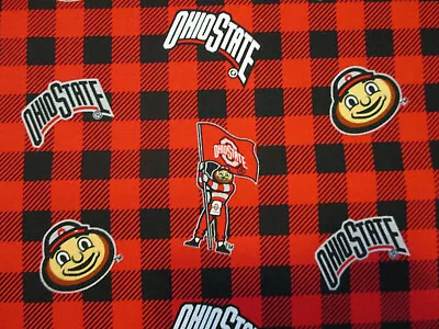 Ohio State University Buckeyes Buffalo Plaid Red Black Cotton Fabric Fq  • $4.85