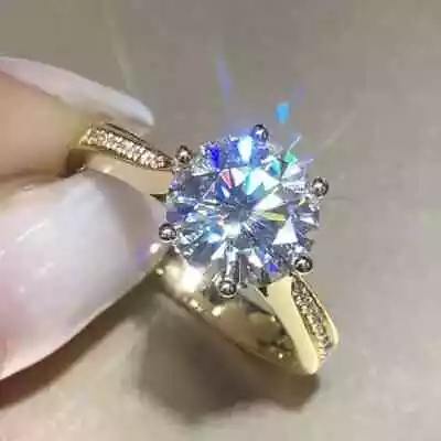 2Ct Round Cut Lab-Created Diamond Women's Engagement Ring 14k Yellow Gold Finish • $188.99