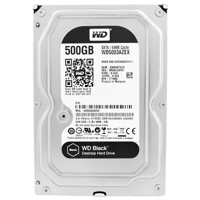 Hard Drive Western Digital 500GB WD5003AZEX 64MB 7200RPM SATA III 35   Inch • $162.09