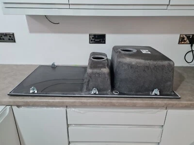 £99 • Buy Reginox Elleci EGO475 Kitchen Sink 1.5 Bowl Black Granite BNIB