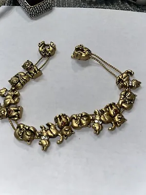 Vintage Avon Cat Chasing Mouse Slider Charm Bracelet • $25