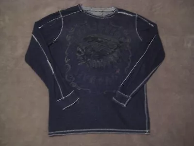 Affliction Shirt Mens Large Blue Long Sleeve Live Fast Reversible Graphic • $39.99