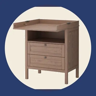 Baby Changing Table With Drawers - IKEA Sundvik (wood Brown) - In Good Condition • £190