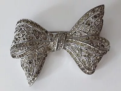 Vintage Marcasite Brooch Pin In A Bow Design • $7.95