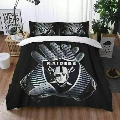 Las Vegas Raiders 3PCS Duvet Cover Pillowcases Bedding Sets Comforter Cover • $74.09