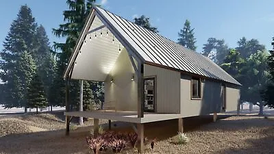 Architectural Plan Set For A Custom Designed Galvanized Steel Cabin Kit! • $997