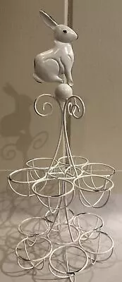 White Metal Easter Bunny  Egg Stand/ Holder /Display- Holds 12 Eggs • $18