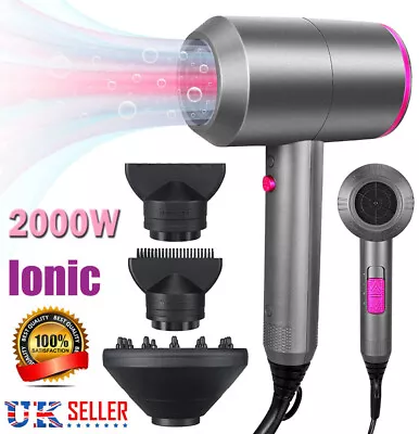 2000W Professional Ionic Hair Dryer Concentrator Blower Pro Salon Heat Gift UK • £20.98