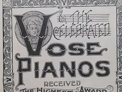 Vose & Sons Pianos Musical Instruments Boston Victorian Print Ad 1894 1890s D1 • $29.50