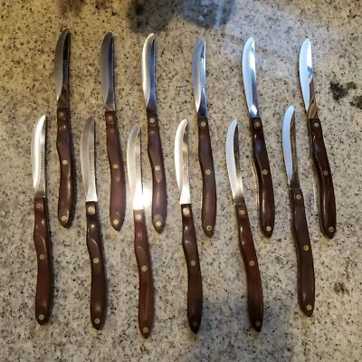 $275 • Buy 12 Cutco Steak Table Knives #59 Classic Mahogany Ergonomic Riveted Handles~ EXC!