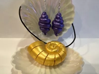 Disney   Inspired Ursula Sea Shell Necklace And Earring Set Little Mermaid • $24