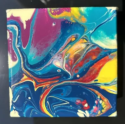 Original Abstract Acrylic Paint Pour On 3D Canvas • $10