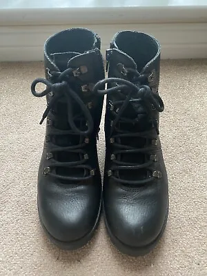 Fat Face Leather Boots 4 Winter Lace/Zip Casual Walking Black Weekend RRP£85 • £22