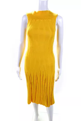 Stella McCartney Womens Cotton Ribbed Off Shoulder Cutout Dress Yellow Size 36 • $149.99