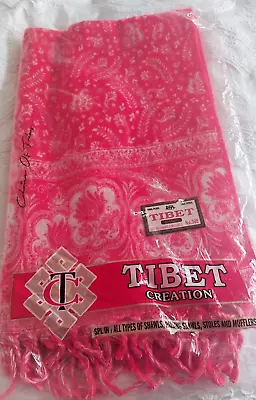 Tibetan Red/White Paisley Floral Yak Wool Shawl/Wrap/Throw/Blanket/stole BN • £25.99