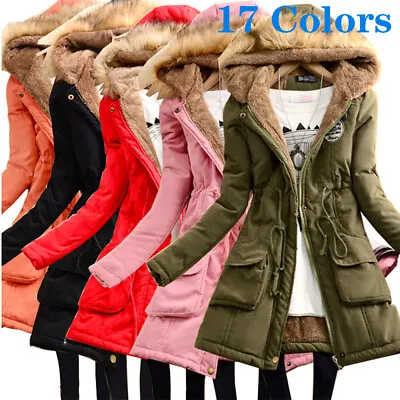 £19.99 • Buy Women's Warm Long Coat Fur Collar Hooded Jacket Slim Winter Parka Outwear 6-22