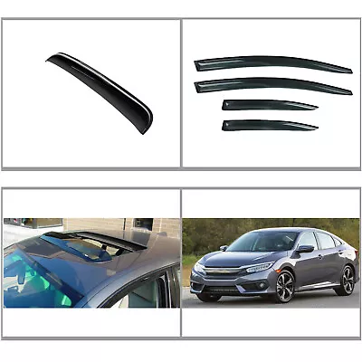 Mugen Style Vent Shade Window Visor & Roof Deflector Fits 2012-2015 Honda Civic • $68.99