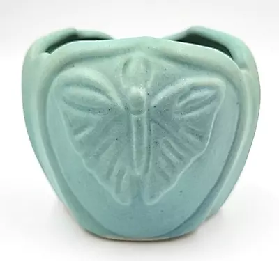 Vintage Van Briggle Pottery Pale Teal Green Butterfly Vase/Pot Signed • $67.99