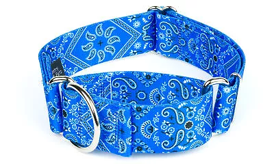 Country Brook Petz® 1 1/2 Inch Blue Bandana Martingale Dog Collar • $15.97