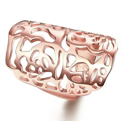 Women's Ring 750 Gold 18Carat Gold Plated Rose Gold LUXURY R2622L • £22.69