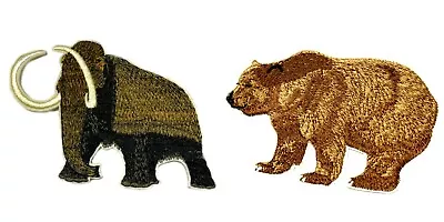 Woolly Mammoth & Grizzly Bear Patch Embroidered Iron-on Applique 2 Pcs • $8.87